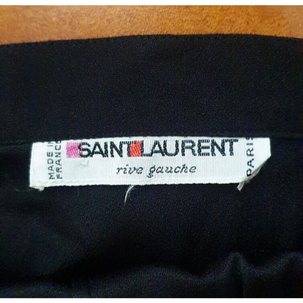 1980's SAINT LAURENT black crepe maxi wrap skirt Size S - Picture 12 of 16